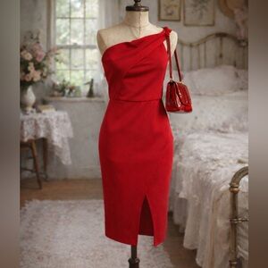 Mustard Seed Red One Shoulder Layered Red Dress